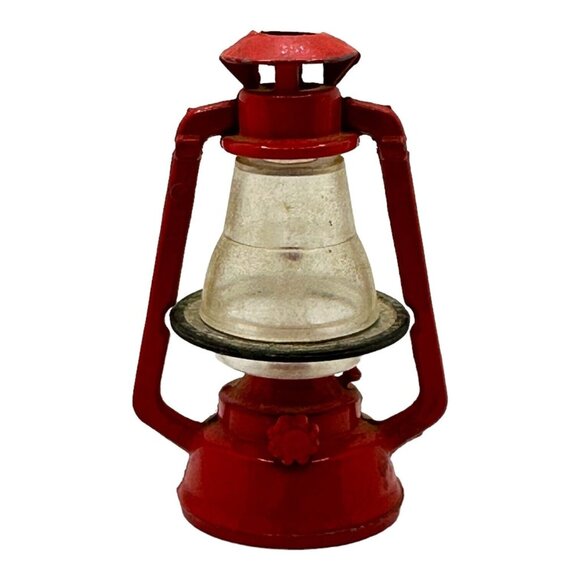 Miniature Vintage Die Cast Metal Lantern Pencil Sharpener 3” Red - Picture 3 of 5